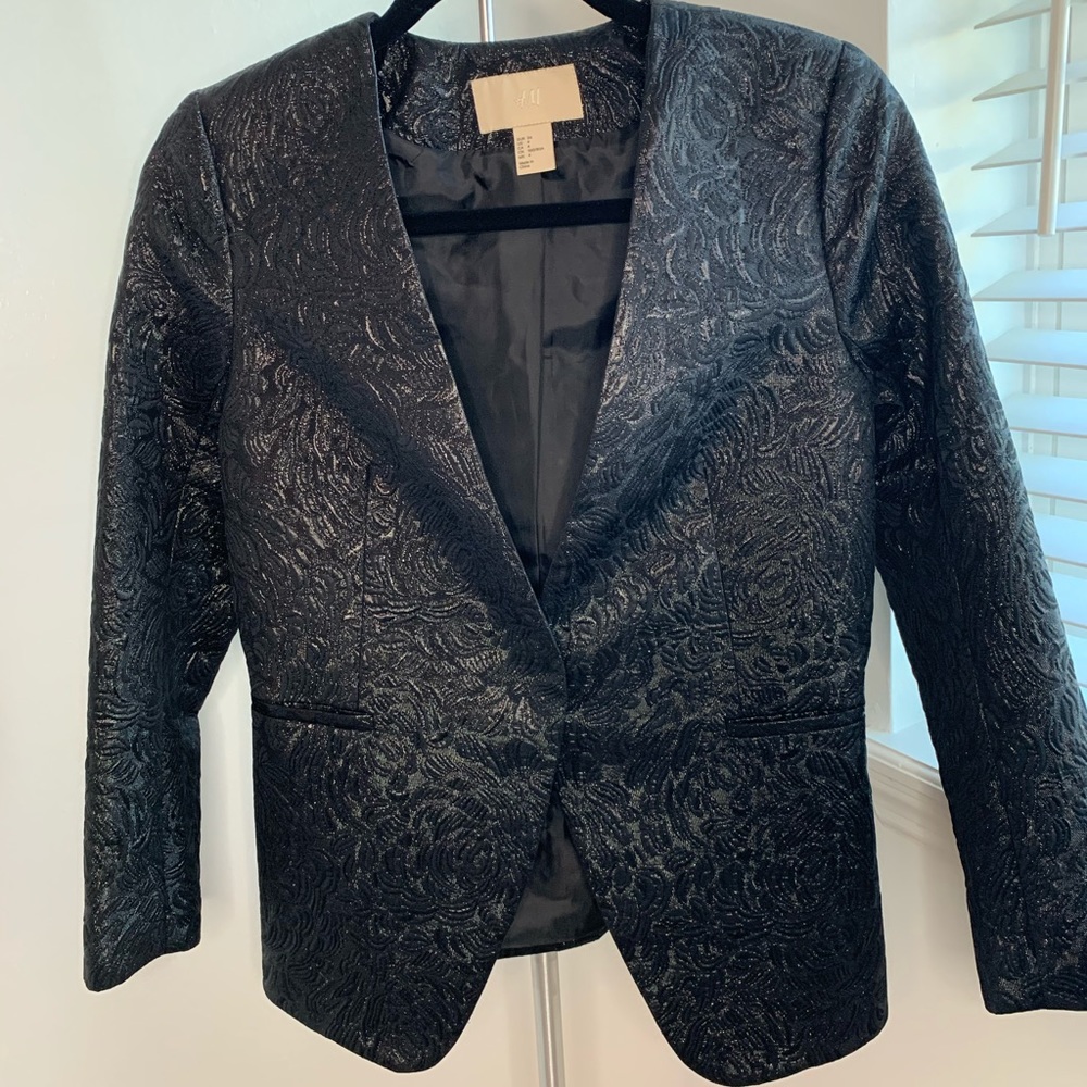 H&M Jacquard Print Black Blazer